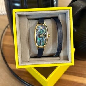 Kendra Scott Elle Gold Tone Stainless Steel Leather Wrap Watch